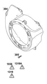 Blower Housing Group Diagram and Parts List for 25U135-0002-G1 200000 - 399999 Briggs and Stratton Engine